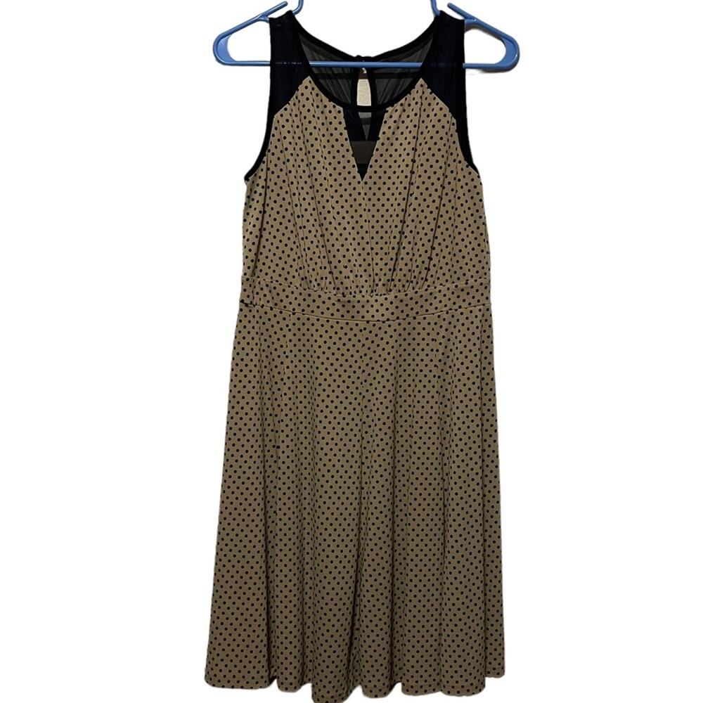 Enfocus Studio Black and Tan Polka Dot Midi Dress